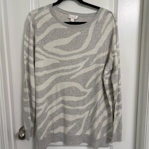 Gray and Cream Zebra Print Women's Sweater